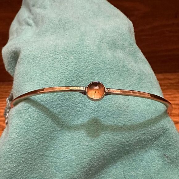 Vintage Rebecca Norman Pink Tourmaline Sterling Silver Bangle Bracelet - Picture 10 of 13